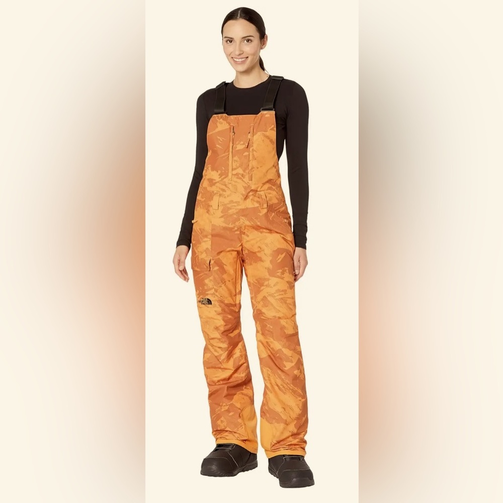 The North Face Orange Camo Bib Snow Pants